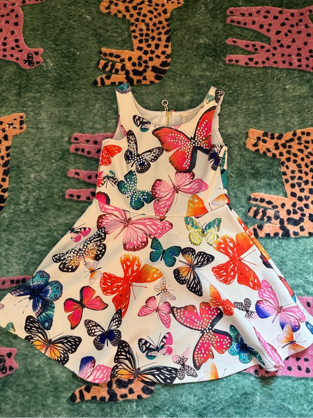 Hannah Banana White Dress with Multicolor Butterfly Print
